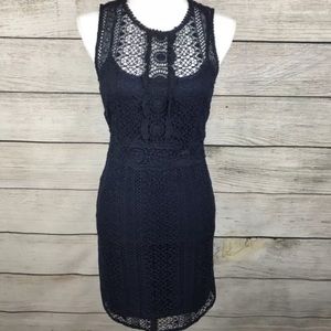 Romeo & Juliet Couture navy blue lace overlay sleeveless dress